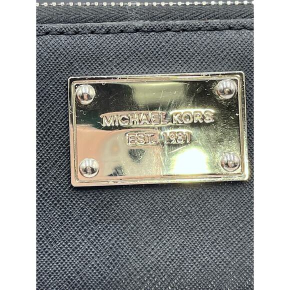 Michael Kors Zip-around Continental Black Genuine‎ Leather Jet Set Wallet - Picture 6 of 14